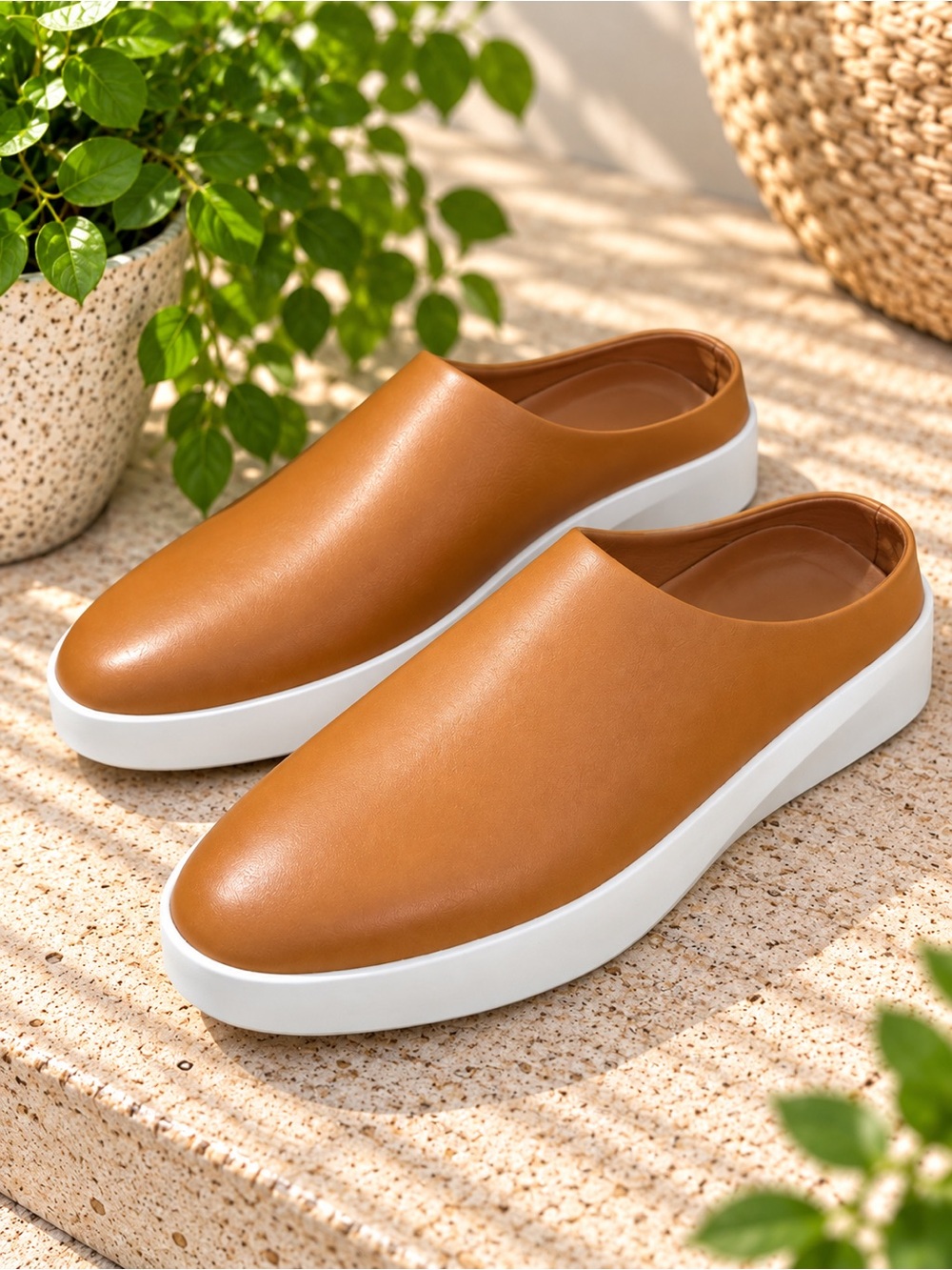 Wolf & Shepherd Cruise Mule Honey Brown Leather Slip On Shoes 12 NWOB